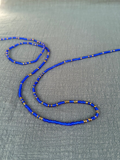 Electric blue waist beads – handmade Ghanaian body jewelry by Tòma Lina