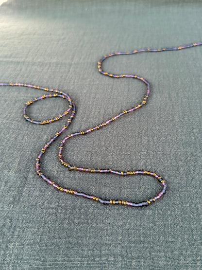 Purple Rain waist beads – handmade Ghanaian body jewelry by Tòma Lina