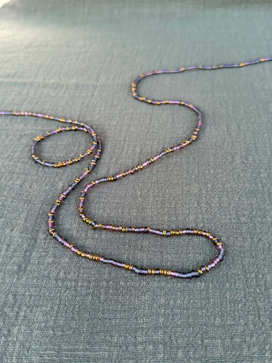 Purple Rain waist beads – handmade Ghanaian body jewelry by Tòma Lina