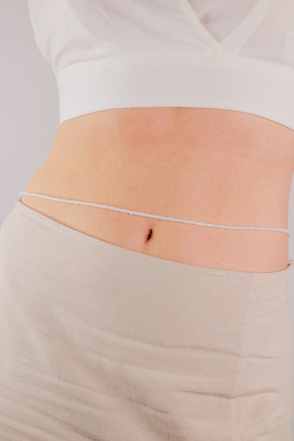 How to wear cloud nine in white waist beads from Tòma Lina – handmade body jewelry